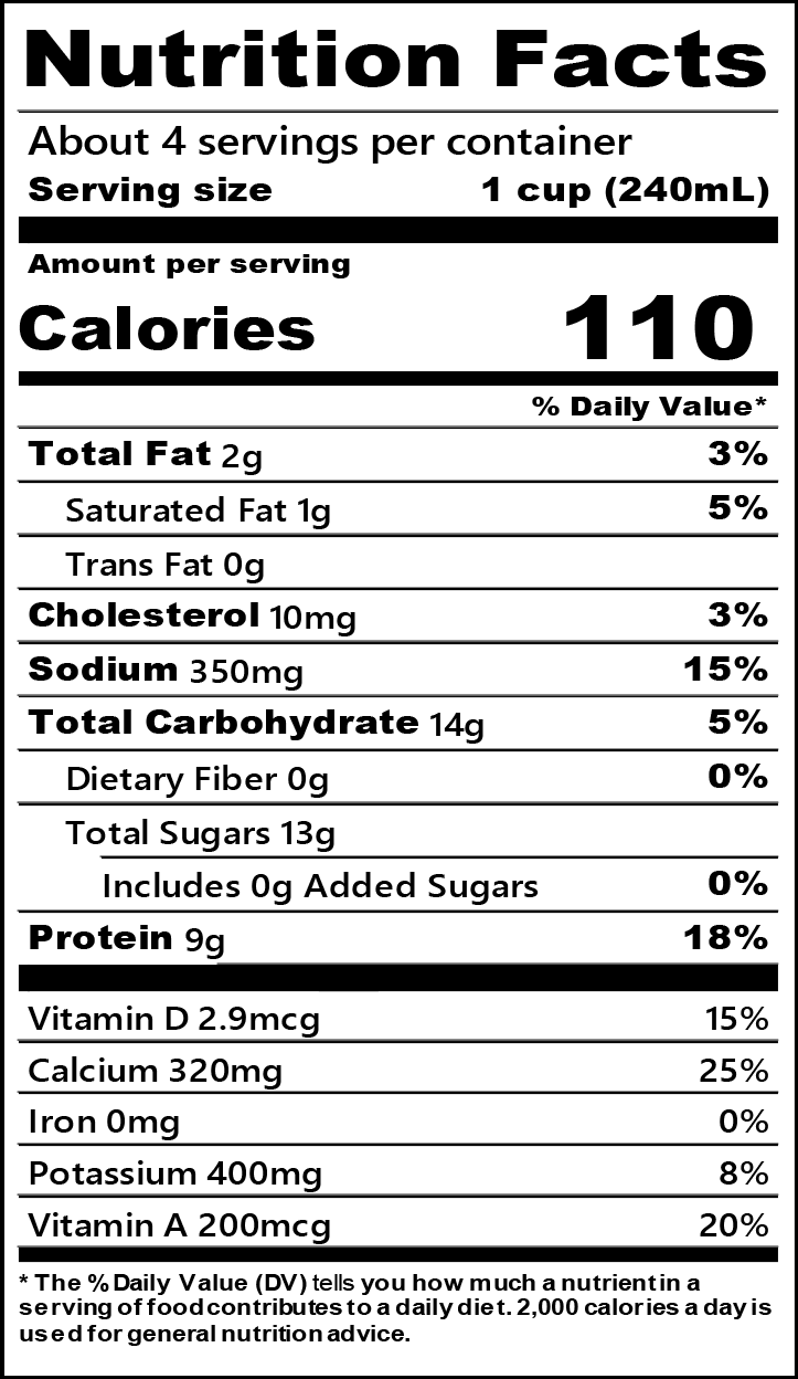 1% Low Fat Milk Jug: Calories & Nutrition